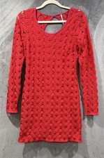 Free People Red Wild Thing Dress Zig Zag Bodycon Size XS Valentines Romantic