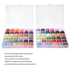 72 Colors Bobbin Thread Clear With 2Pcs Plastic Box Sewing Machine New