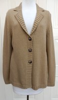 LANDS END Caramel Cotton Cardigan SIZE L - 16/18