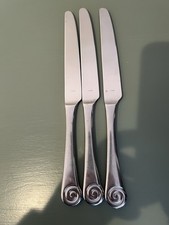 Robert Welch Stainless AMMONITE Satin Dinner Knife Swirl Flatware 3 Knives