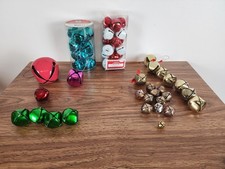 Lot Of 56 Metal Colored Jingle Bells Various Size Christmas Bells