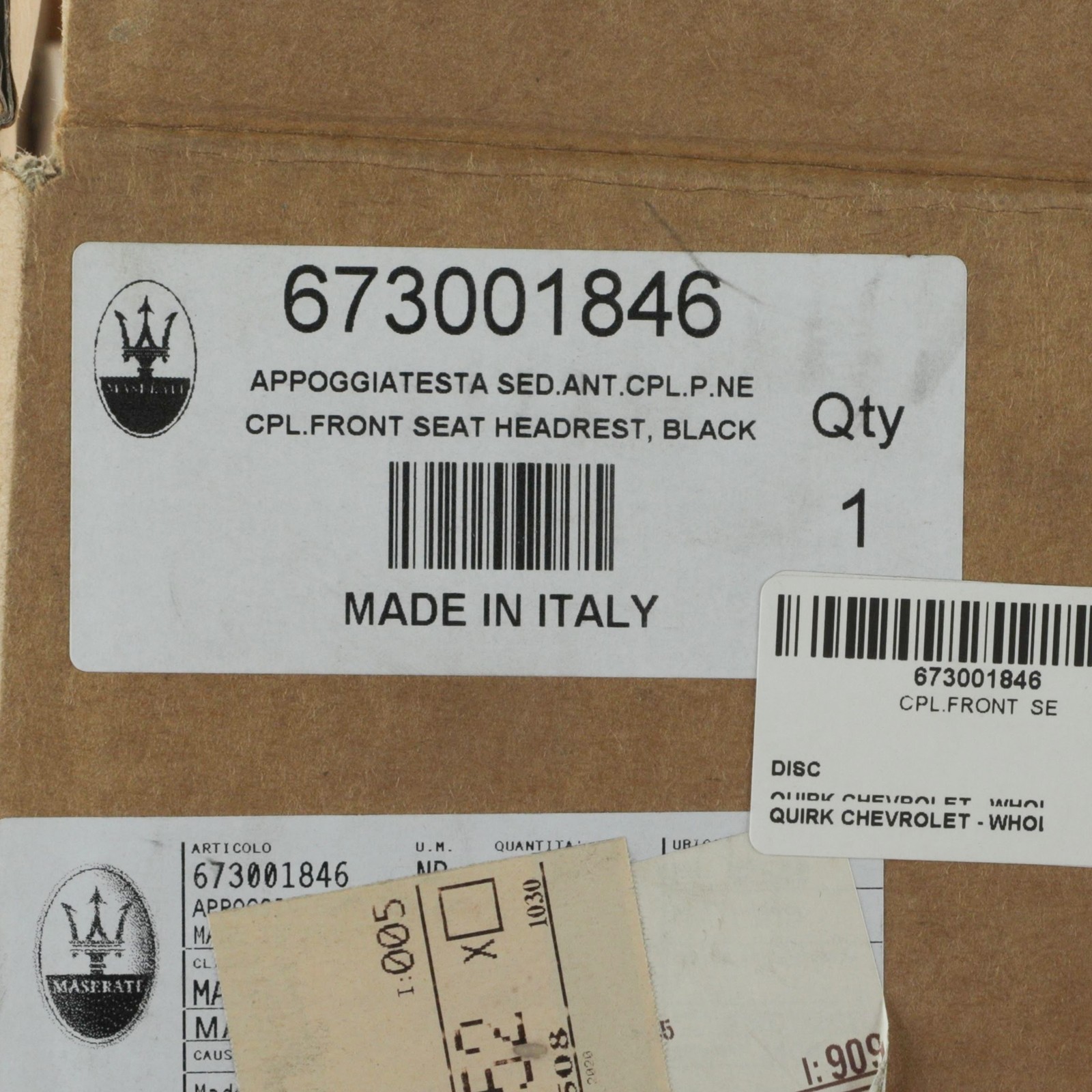 Maserati Ghibli 2017-2020 Front Headrest Black P/N 673001846