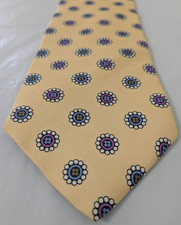 Burberrys Of London Luxury Silk Tie Yellow Geometric Hand Sewn in USA 58x3.5