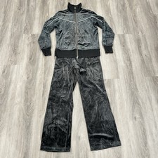 Vintage Y2K Nike Women's Charcoal Gray Sportswear Velour Track Suit Set Size M