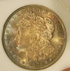 1883 O Morgan Silver Dollar -BU, Fully toned obv, colorful toning, 5185