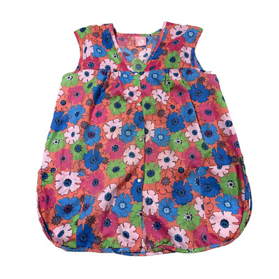 VTG L Carol's Collection Floral Snap Front Duster Smock Sleeveless House Coat