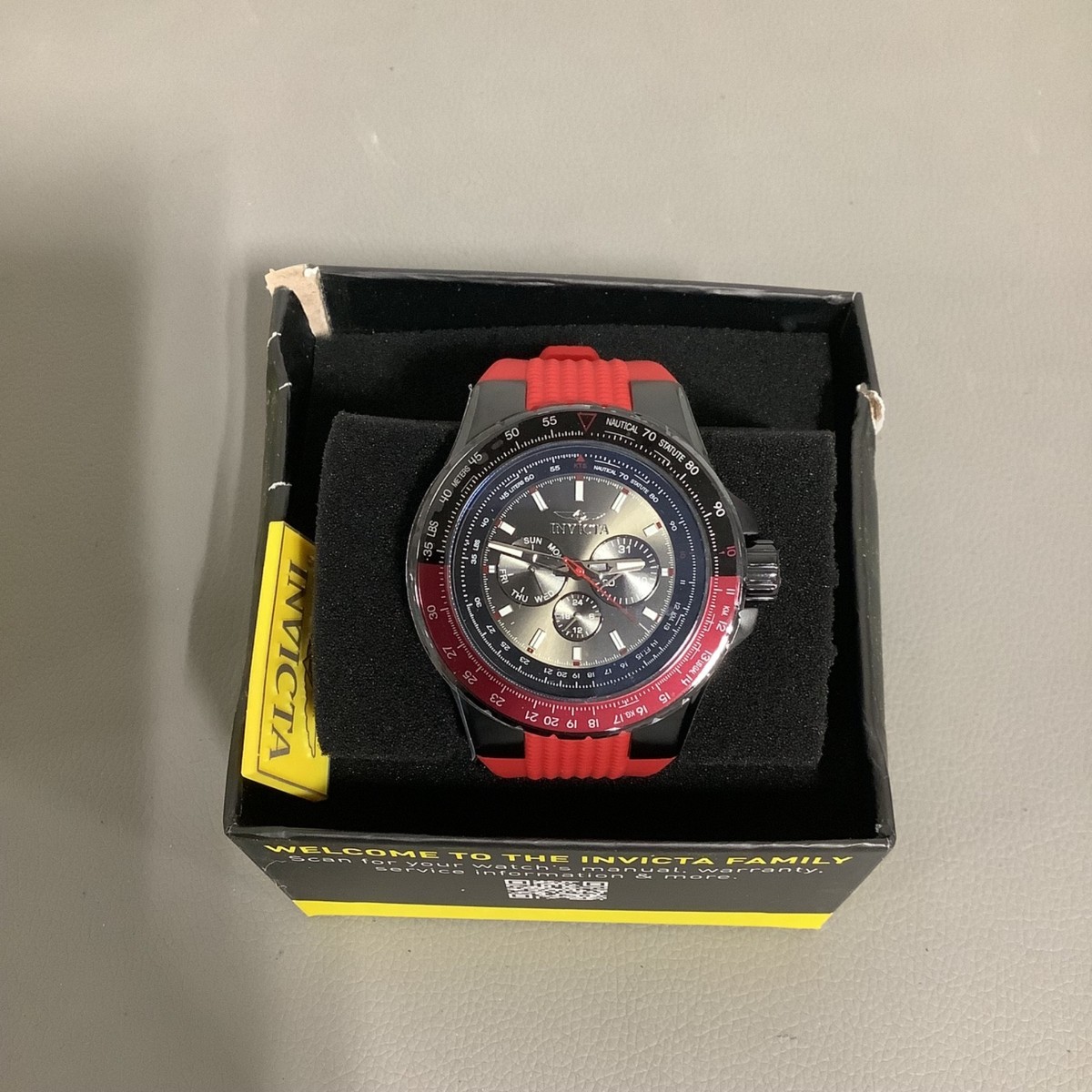 Invicta Aviator 33039 Quartz Watch 50mm Black/Red Silicone View 2