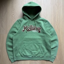 Vintage Y2K Hollister Newport Beach Size 2XL Hoodie Green Excellent Spell Out
