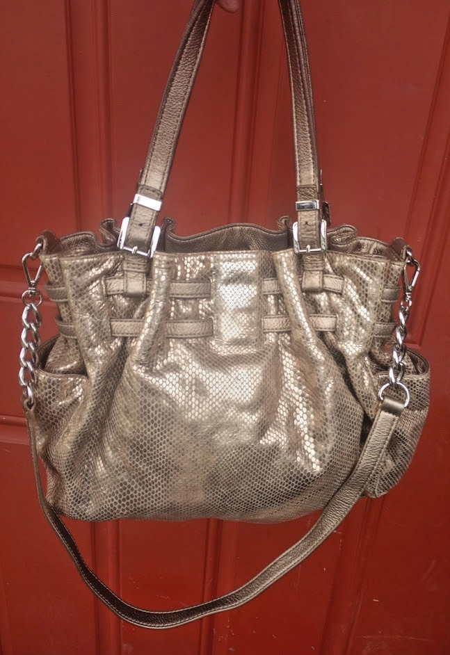 Authentic MICHAEL KORS GOLD Python Emboss Texture… - image 3