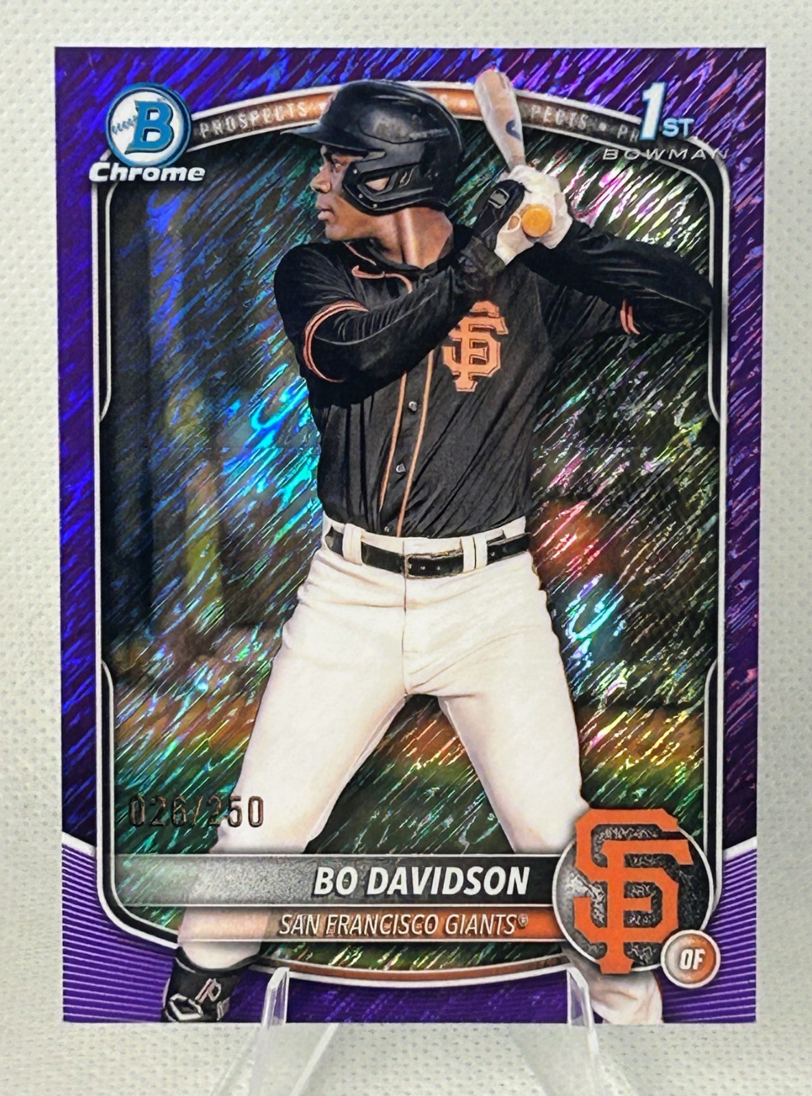 2025 Bowman Chrome - Bo Davidson Purple Shimmer 1st Refractor #/250 (RC) Giants