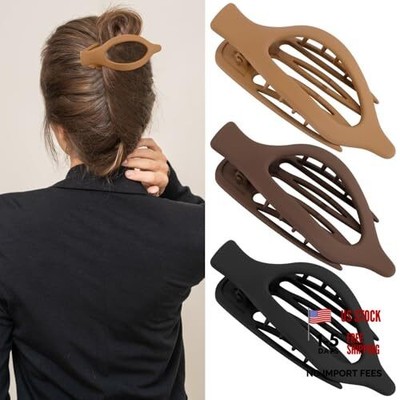 ATODEN Flat Hair Clips for Women - Khaki, Brown, Black - Claw Clips