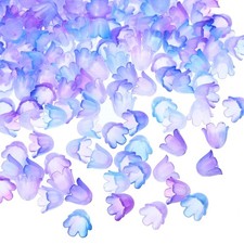 300Pcs, 0.3x0.4" Acrylic Frosted Flower Beads Flower Bead Caps Blue Purple
