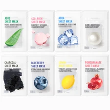 16pcs Korean Facial Sheet Mask Set Collagen Aloe Essence Hydrating Skincare