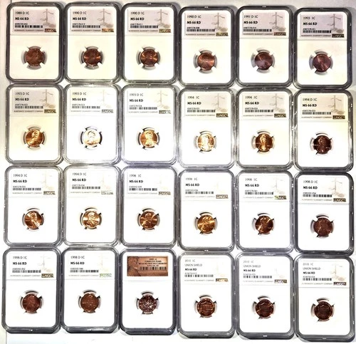 Lincoln Cent 24-Coin Set - 1989 to 2010 - NGC Certified - All MS 66 RD