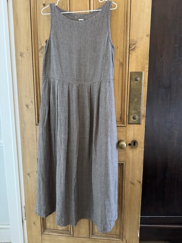 Beautiful Toast 100% Linen Navy Ecru Check Dress -S - Picture 13 of 13