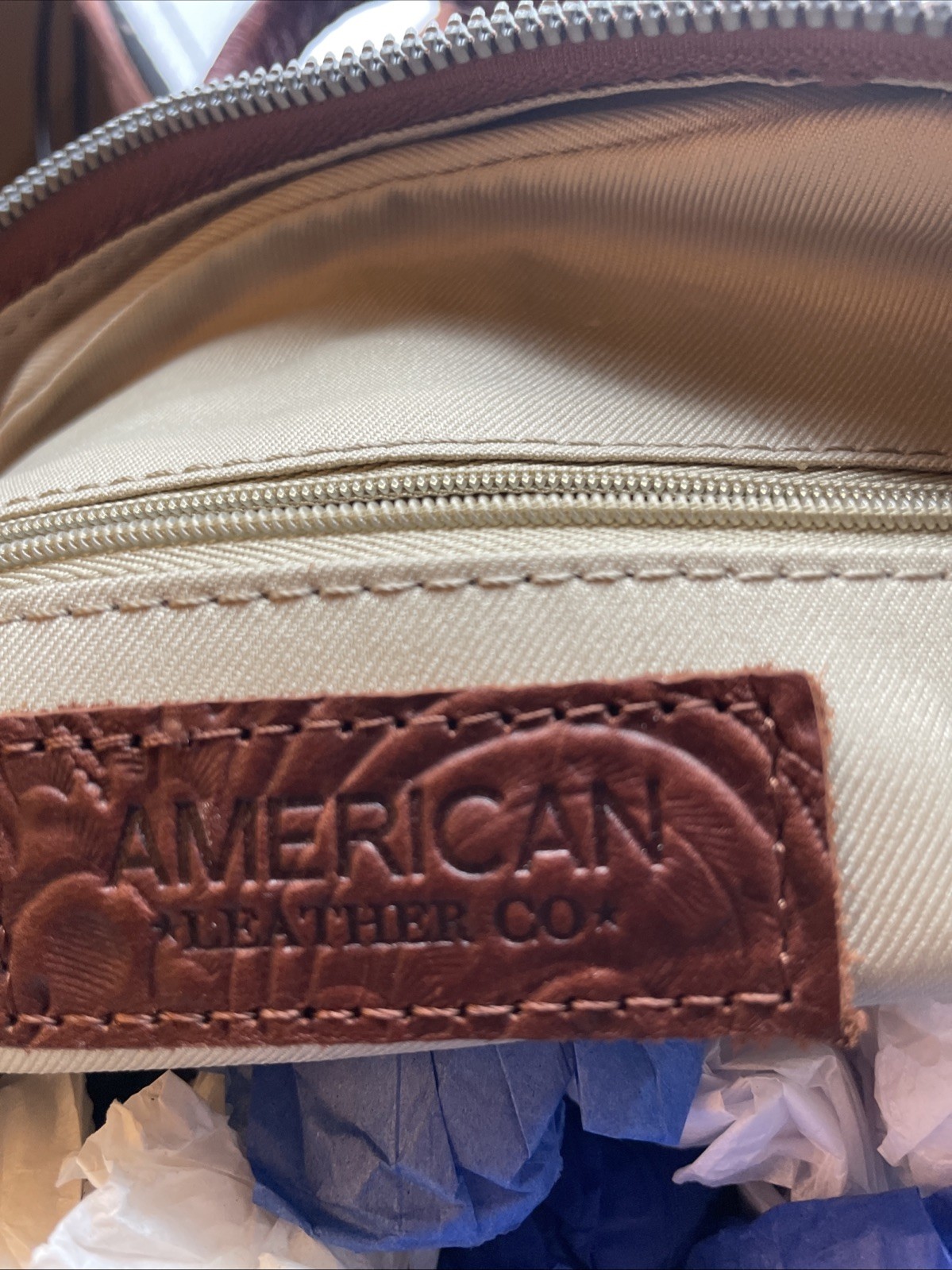 American Leather Co Brown Backpack Embossed Tooled Leather Backpack Purse