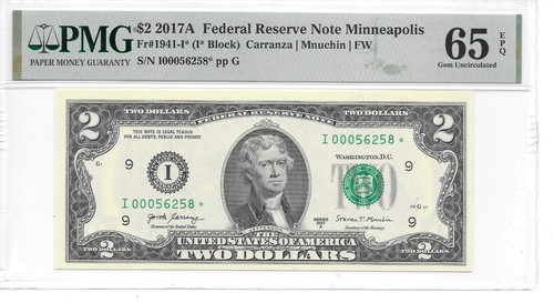 2017A* MINNEAPOLIS STAR $2 FRN PMG 65 EPQ Gem Uncirculated (1st Print Release) - Picture 7 of 24