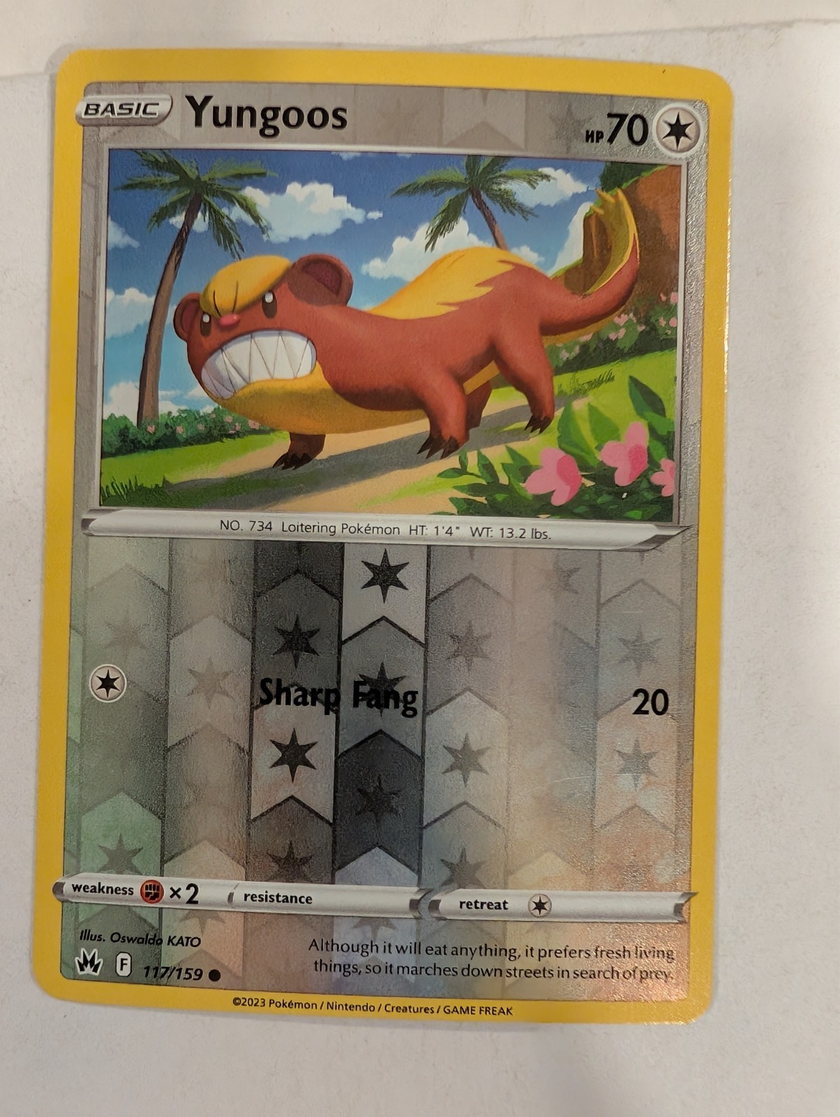 Yungoos 117/159 - Crown Zenith Reverse Pokemon Holo Foil Nice!