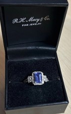 1.75Ct Emerald Cut Natural Tanzanite Diamond  Wedding Ring 14K White Gold 5 6 7