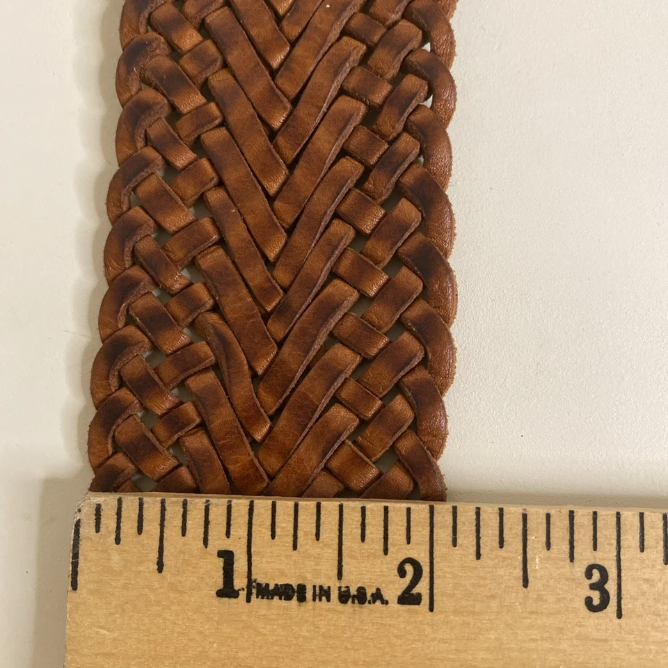 Женский коричневый кожаный плетеный ремень Chico's в западном стиле с большой пряжкой размер L - Изображение 3 из 4