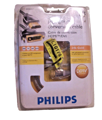Philips HDMI DVI Conversion Cable Video HDTV 24K DVD 6 ft. FREE SHIPPING