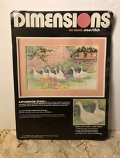 Vintage 1987 Dimensions Afternoon Stroll No Count Cross Stitch Kit 20 x 12"