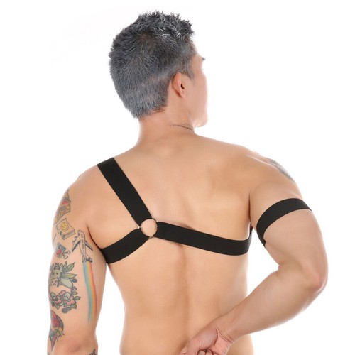 Mehrfarbig Herren Geschirr Body Brust Bondage Gummiband Gürtel Club Kostüm - Bild 4 von 18