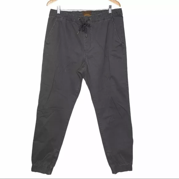 Tainted Denim Men Grey Stretch Pockets Elastic Tie Waist Joggers