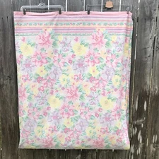 Vintage Fieldcrest Double Full Flat Sheet Multi Pastel Floral USA Percale 80x95