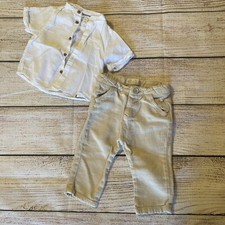 Zara BabyBoy 3/6 Months Pant and Shirt. White/beige  