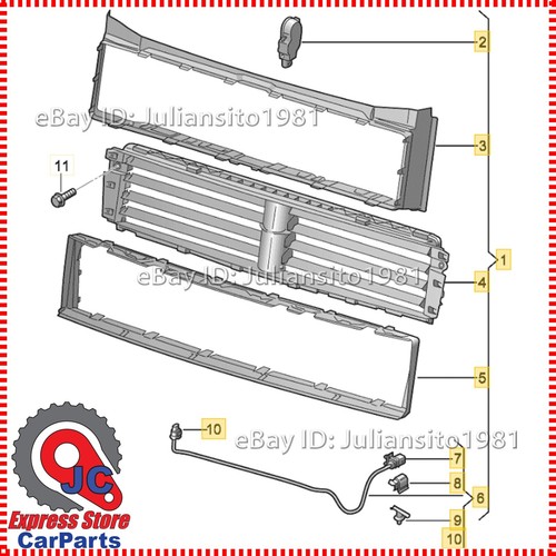 17A122321B VOLKSWAGEN GENUINE OEM JETTA RADIATOR SHUTTER ASSEMBLY - Picture 2 of 3