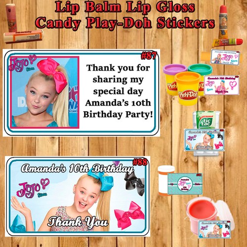 JoJo Siwa Birthday Water Bottle Labels Favor Candy Stickers 1 Sheet Personalize - Picture 8 of 9