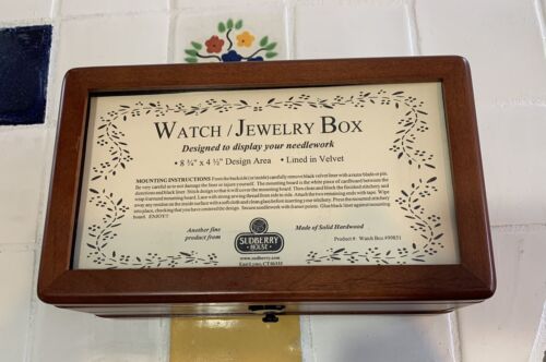 Sudberry House Watch/Jewelry Box Solid Wood /velvet Needlework Display NIB - 第 1/7 張圖片