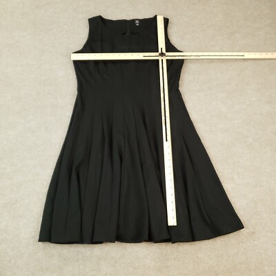 Saks Fifth Avenue Dress Womens Size 12 Black Fit and Flare Pleated Stretch  | eBay