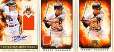 MANNY MACHADO 2015 DK SOVEREIGN SIGNATURES 8/10 & DK MATERIALS SILVER 22/25!