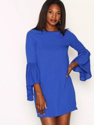 Vera Moda Women s Royal Blue 3/4 Frill Sleeve Mini Shift Dress Size XS Like NEW