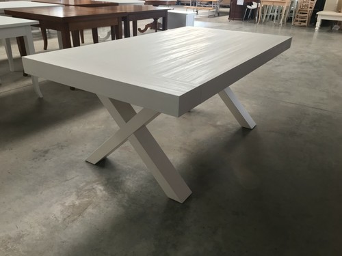 Dining Table Extensible Rectangular White Worn Out Modern Cooking Design - Picture 2 of 10