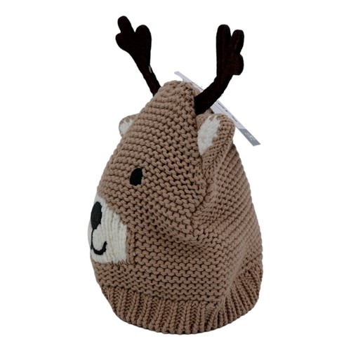 Carter's Hat Baby Crochet Brown Reindeer 3-9 Months Knit Cap New - Picture 3 of 9