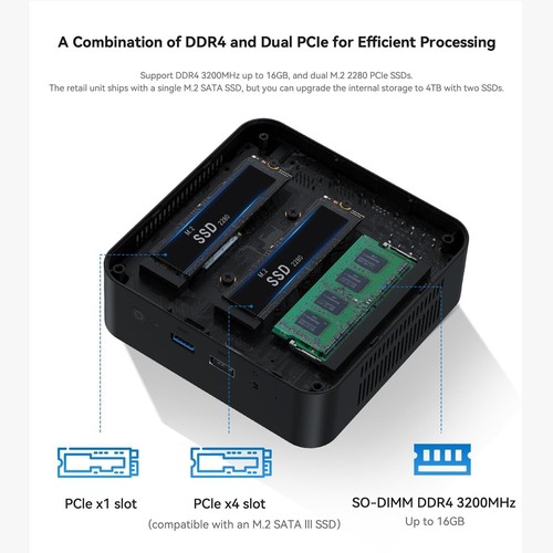 Ultra-Portable Intel N100 Mini PC, 16GB RAM, 500GB SSD, Perfect for Everyday Use - Picture 4 of 9