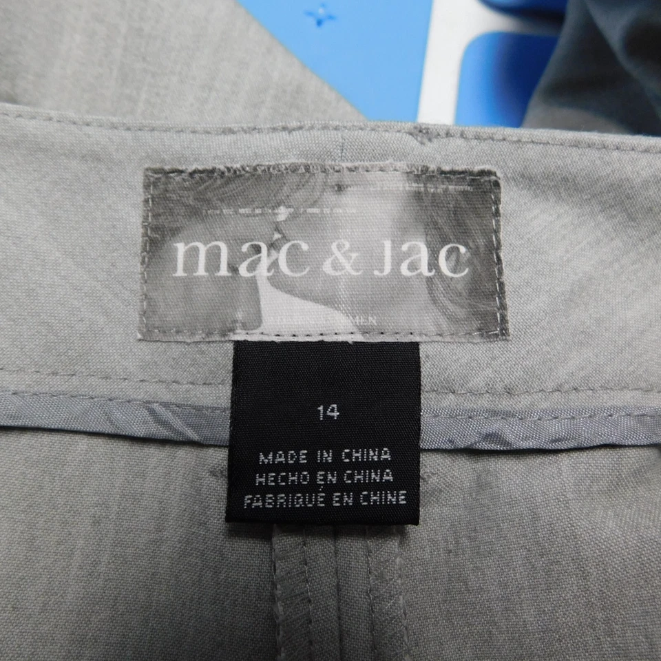 Mac & Jac 宽腿正装裤,带腰带环和斜杠口袋 - 14,灰色 #609 — 第 4/4 张图片