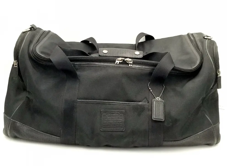 Coach LARGE F77216 Voyager Black Canvas and Leather Trim Travel