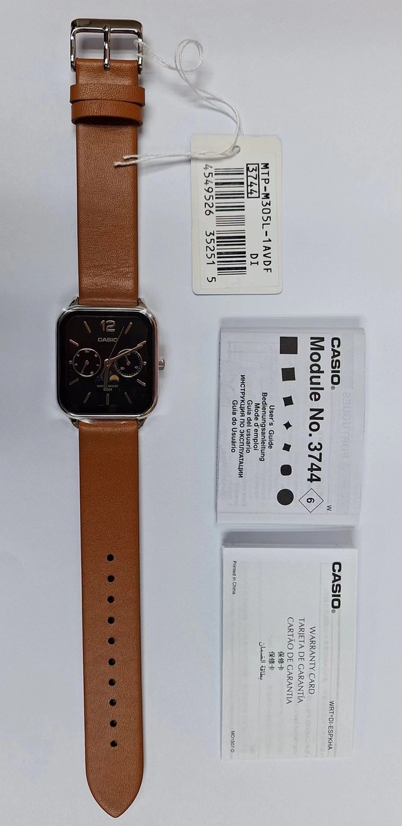 Casio MTP-M305L-1A Moon Phase Quartz Brown Leather Band Casio MTP-M305L-1A Moon Phase Quartz Brown Leather Band
