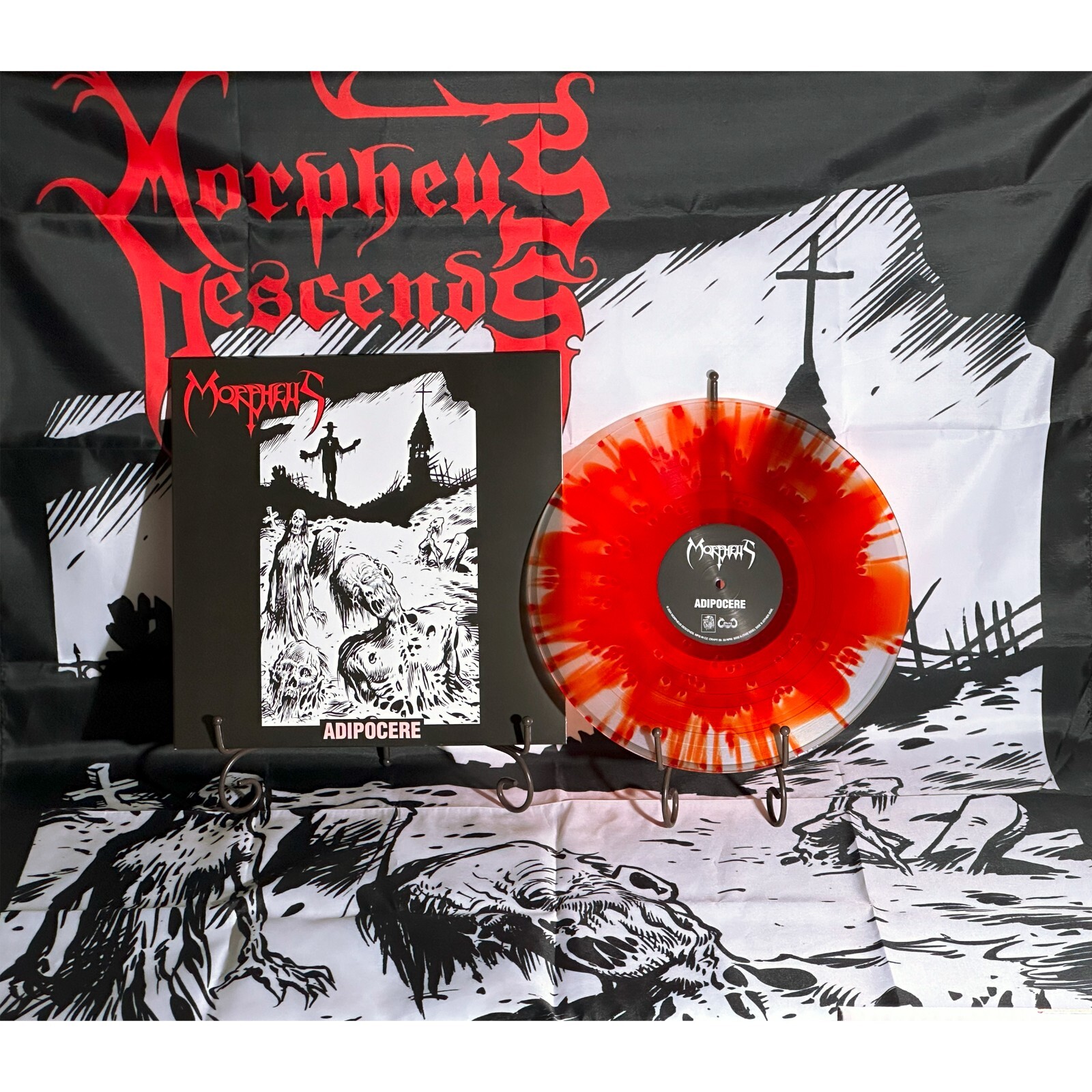 MORPHEUS DESCENDS Adipocere LP Cloudy Red Vinyl with Poster Flag