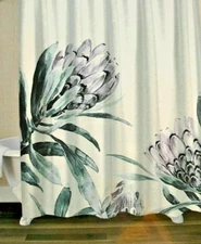 Idea Nuova Water Lilies Cloth Shower Curtain Bathroom Spring Watercolor 72x72"