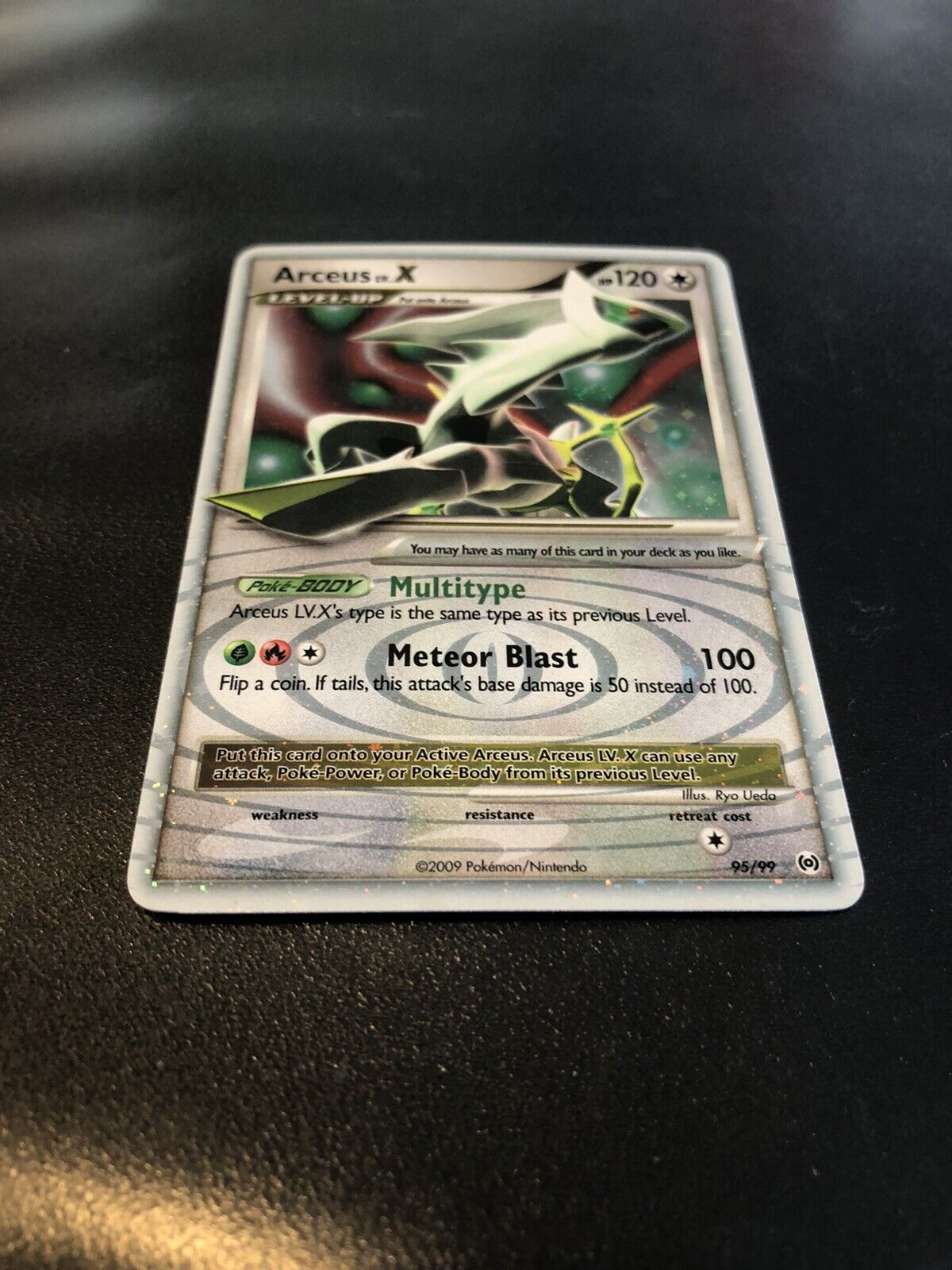 Arceus Lv. X 95/99 Platinum Holo Heavy Play Pokémon Card W/ Semi-Rigid