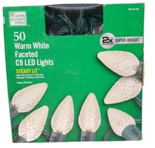 HOME ACCENTS 32ft 8in 50Ct LED C9 Faceted Warm White Super Bright String Light