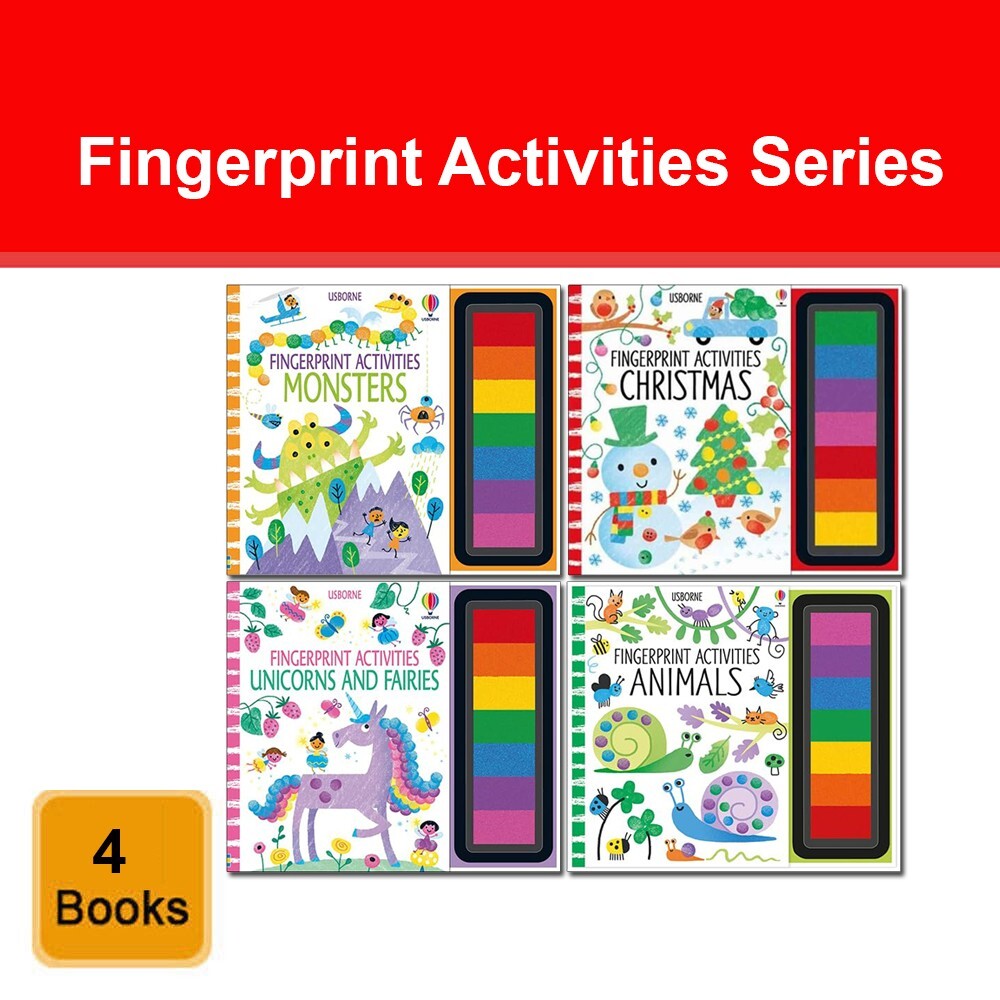Fingerprint Activities Series 2 Collection 4 Books Set Monsters, Christmas