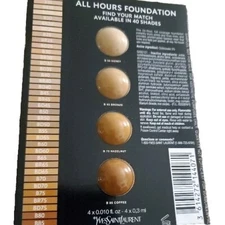 YVES SAINT LAURENT ALL HOURS FOUNDATION mini CARDS MED-DARK SHADES NEW