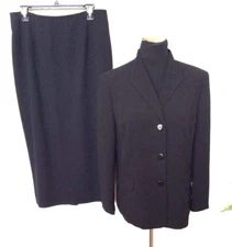 Collections for Le Suit Women's Black/Black Strip 100% Polyester Skirt Suit Sz14
