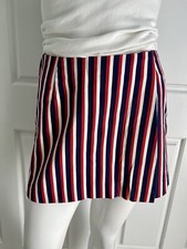 Vintage 1960's Red White Blue Striped Handmade Skort Skirt Shorts Size XS
